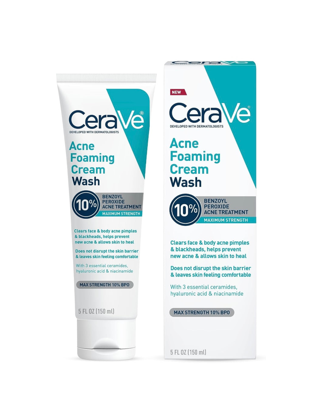 CeraVe Acne Foaming Cream Wash 10% Benzoyl Peroxide